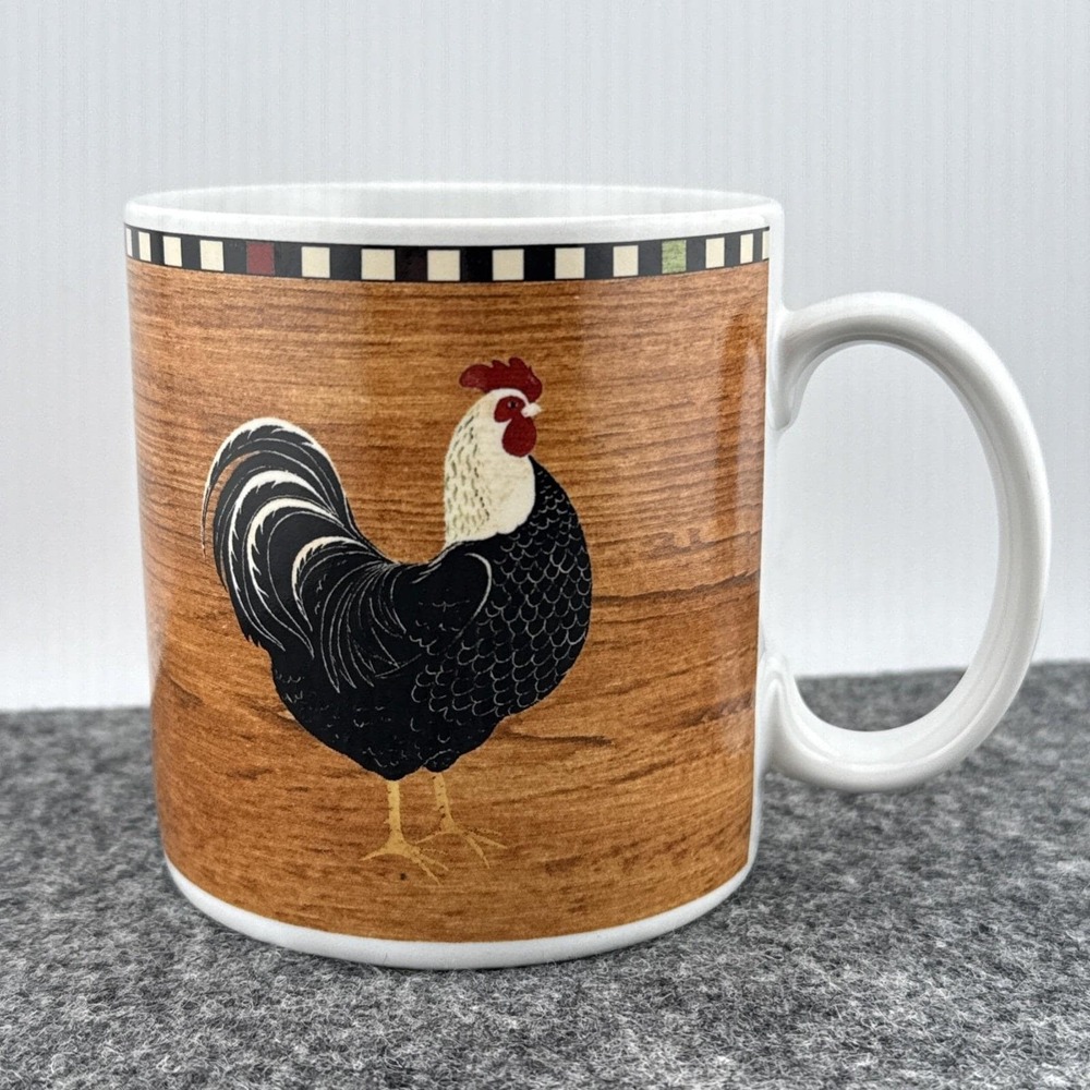 Vintage Rooster Coffee Mug 1999 Warren Kimble Sakura Chickens Farmhouse Folk Art